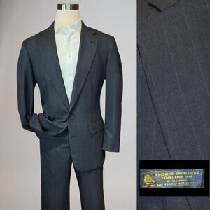 Vintage Brooks Brothers 42L 34x30 Gray Muted Stripe Suit USA